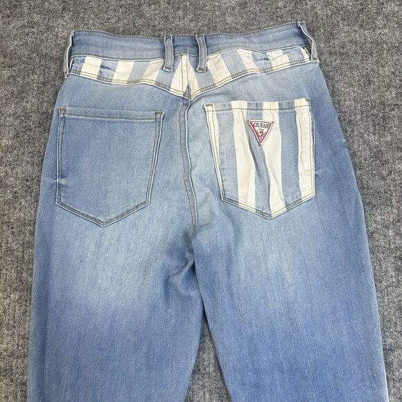 Guess x ASAP Rocky Womens Jeans 26 Blue Striped Hip Hop Faded Vintage Rocker - Picture 8 of 12